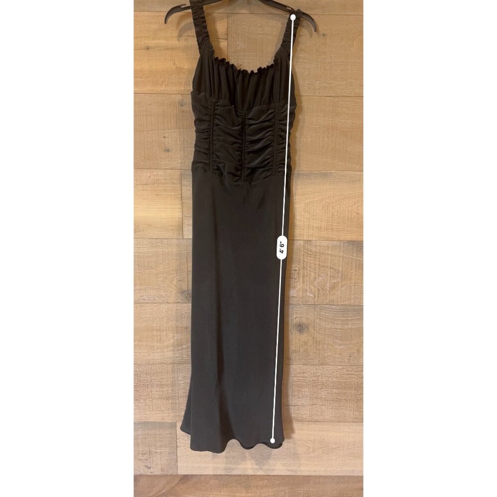 STAUD Nic Ruched Sleeveless black Silk Maxi Dress SIZE 4 - Picture 5 of 9